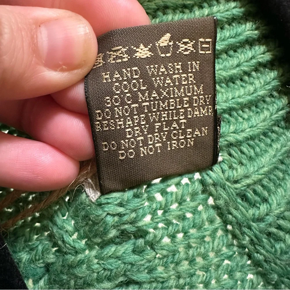 Aran Sweater Market Fisherman Merino Wool Cable Knit Zip Cardigan Green M NWT - Picture 5 of 14